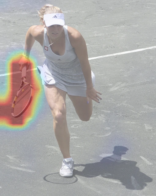 Top Visual Retrieval Head attention for the tennis grounding example.